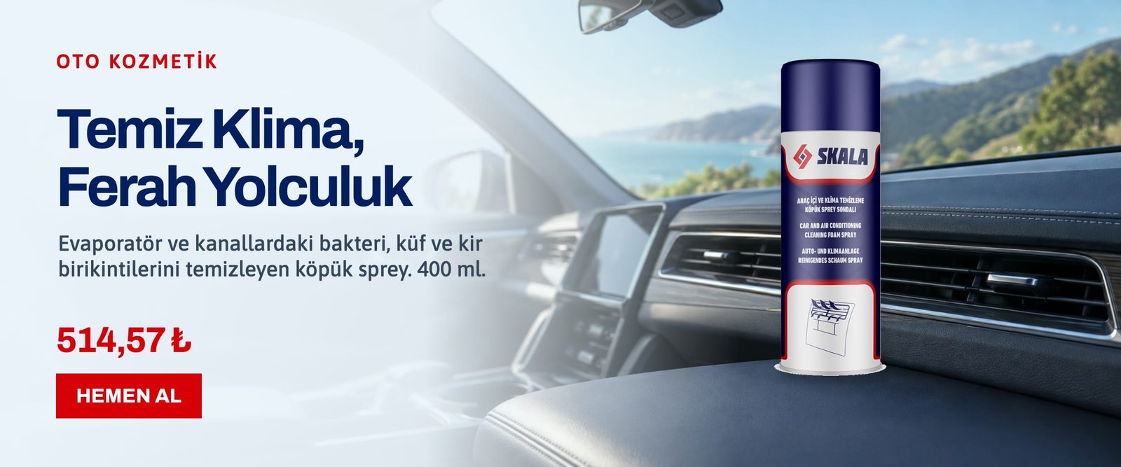Araç İçi Klima Temizleme Köpük Sprey 400 ml — 514,57 TL