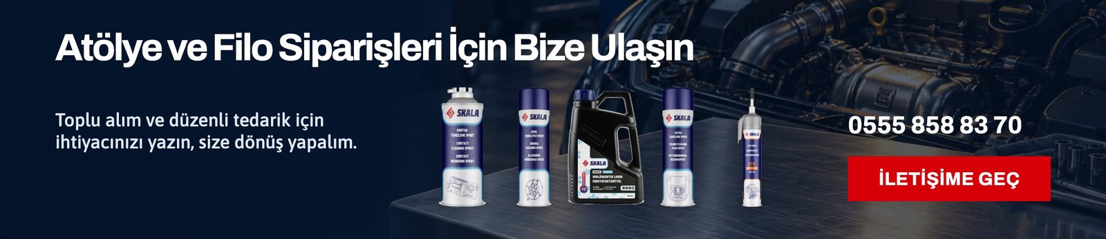 Atölye ve filo siparişleri için iletişim — 0555 858 83 70
