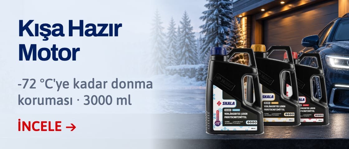 Mavi, sarı ve kırmızı Skala antifriz ürünleri